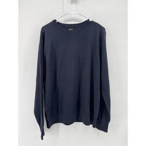 LL Bean Pullover Crew Neck Merino Wool Blend Black Sweater Sz Womens L